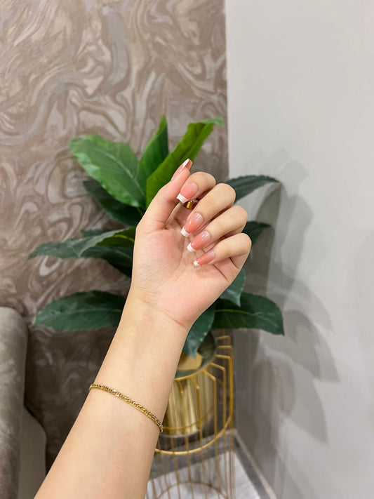 French Nails- Medium length wearable nail stickers removable nail stickers gentle nail art 24Pieces