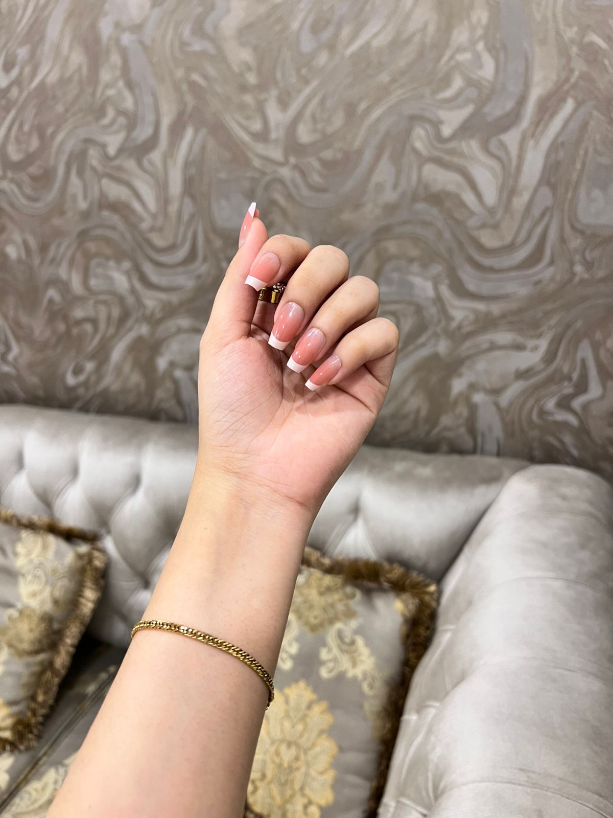 French Nails- Medium length wearable nail stickers removable nail stickers gentle nail art 24Pieces