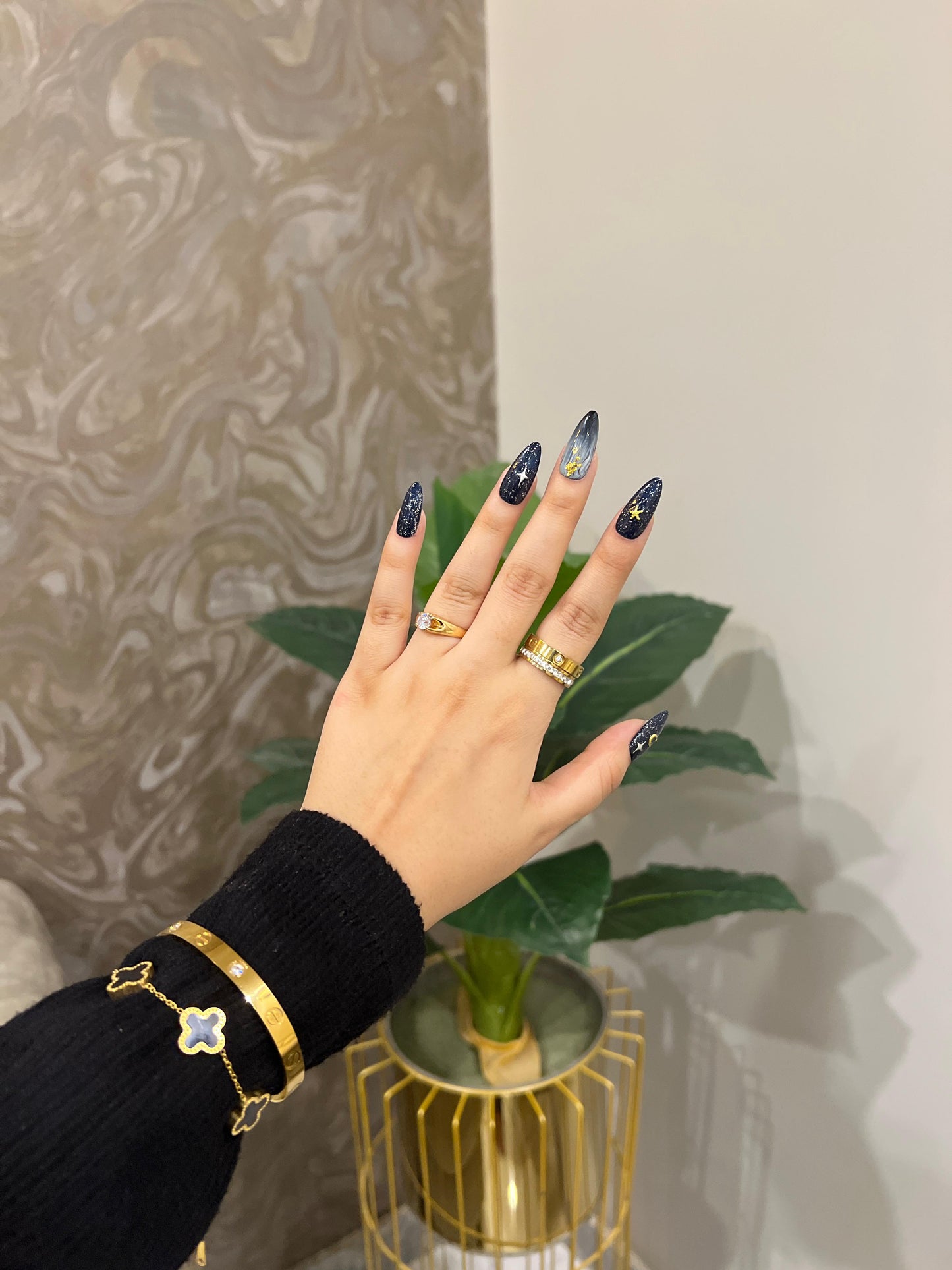 Midnight Sky Fall Nails 🌌🌙✨