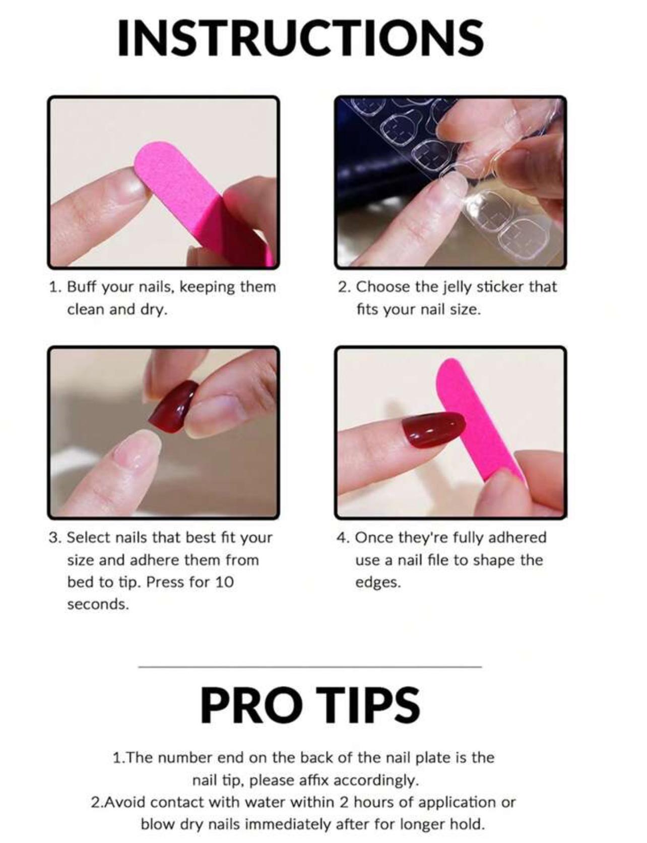 French Nails- Medium length wearable nail stickers removable nail stickers gentle nail art 24Pieces